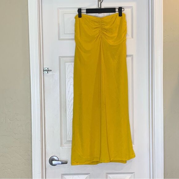 House of Harlow 1960 Ruched Strapless Dress in  Golden Yellow Size Small - Picture 9 of 9